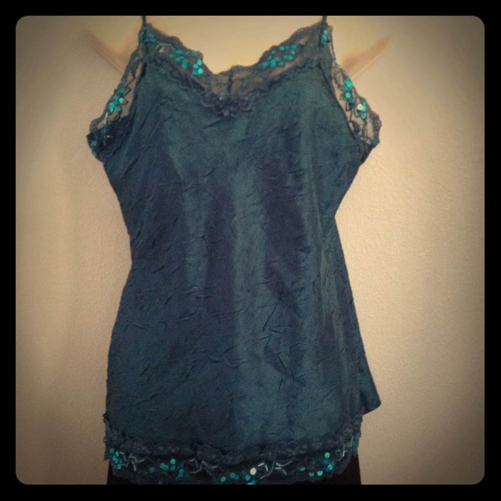 SEQUINED BLUE GREEN CAMY